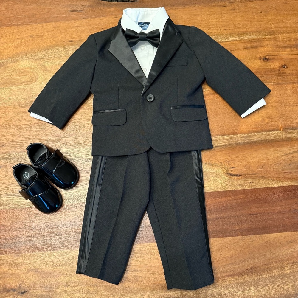 Nautica Black Kids Matching Set with Bow Tie
